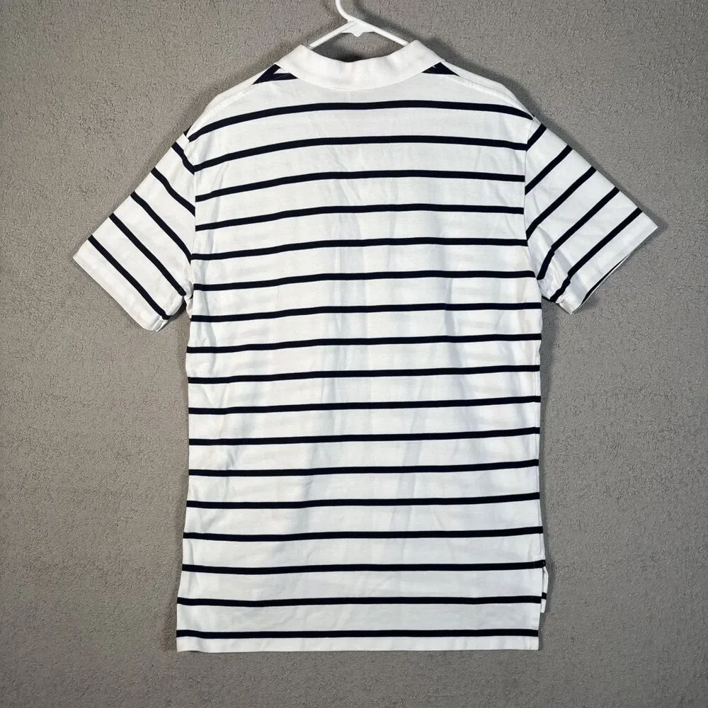 Polo By Ralph Lauren Polo Shirt Men’s Size L White Navy Blue Stripes Green‎ Pony